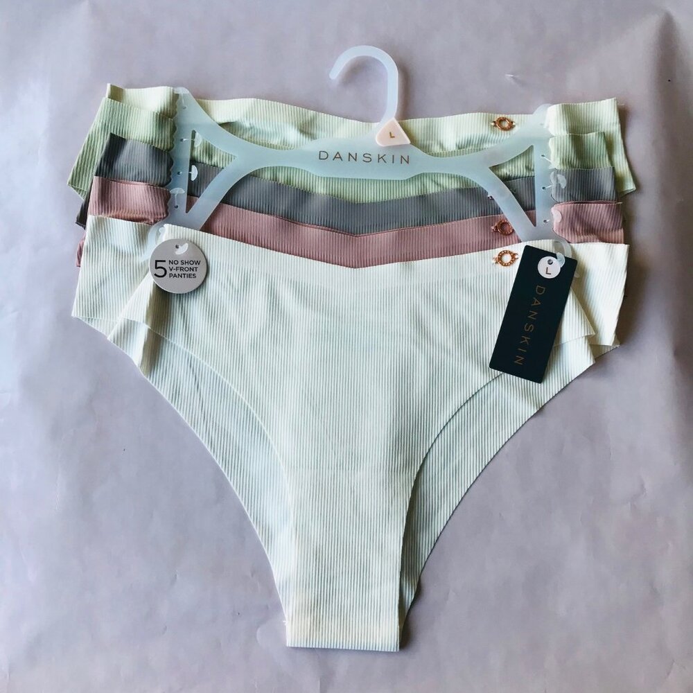 Danskin Intimates  No Show V-Front  Panties  5 set  Size : L